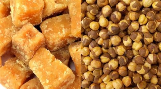 Chickpeas and jaggery/चने और गुड़ /चणे आणि गुळ