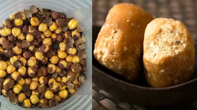 Chickpeas and jaggery/चने और गुड़ /चणे आणि गुळ